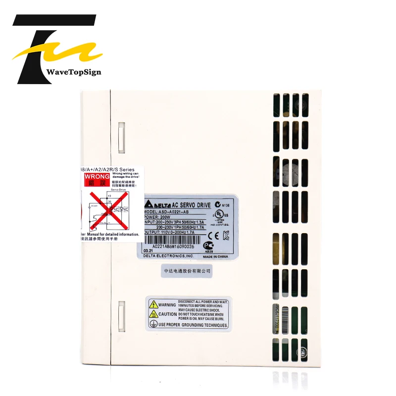 WaveTopSign Delta Servo Motor Driver AB Series  ASD-A0221-AB 200W 0.64NM 1.55A 3000rpm