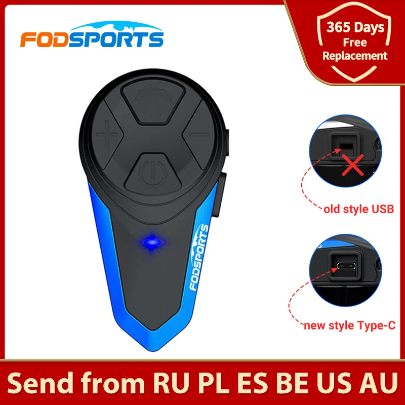 Fodsports BT-S3 motorcycle helmet intercom 1000M wireless bluetooth headset waterproof BT interphone intercomunicador moto FM