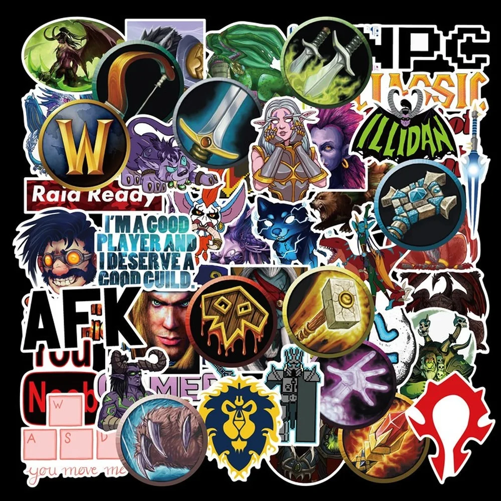 50Pcs World of Warcraft Sticker Cosplay Accessories Prop Decal Waterproof Cartoon Collect Stickers 2021