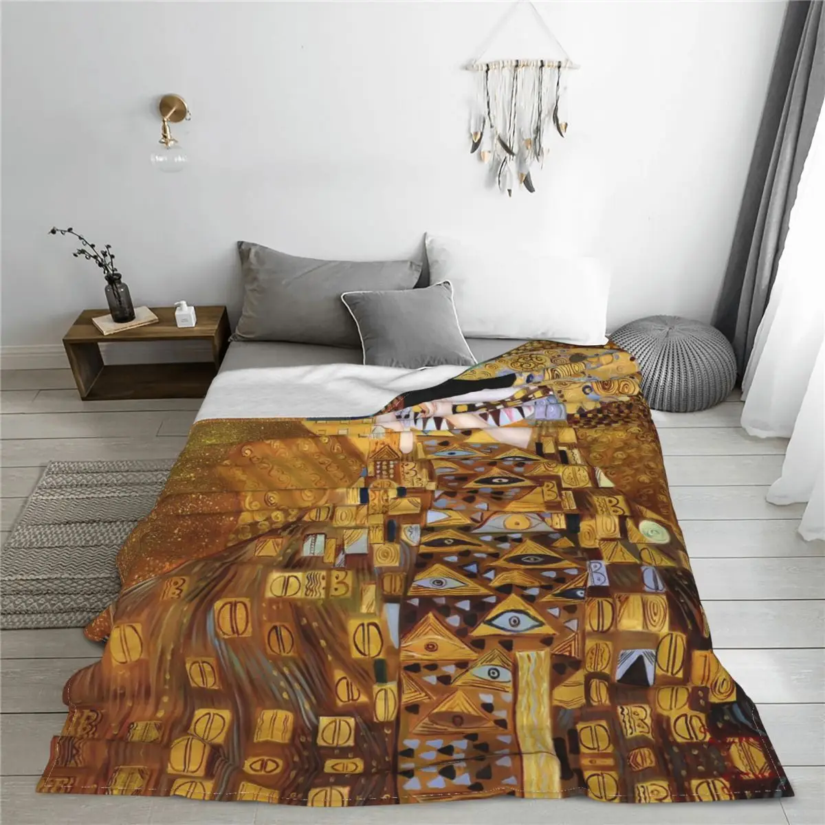 Gustav Klimt Knitted Blanket Fleece Adele Bloch-Bauer Freyas Art Warm Throw Blankets for Airplane Travel Bedspread