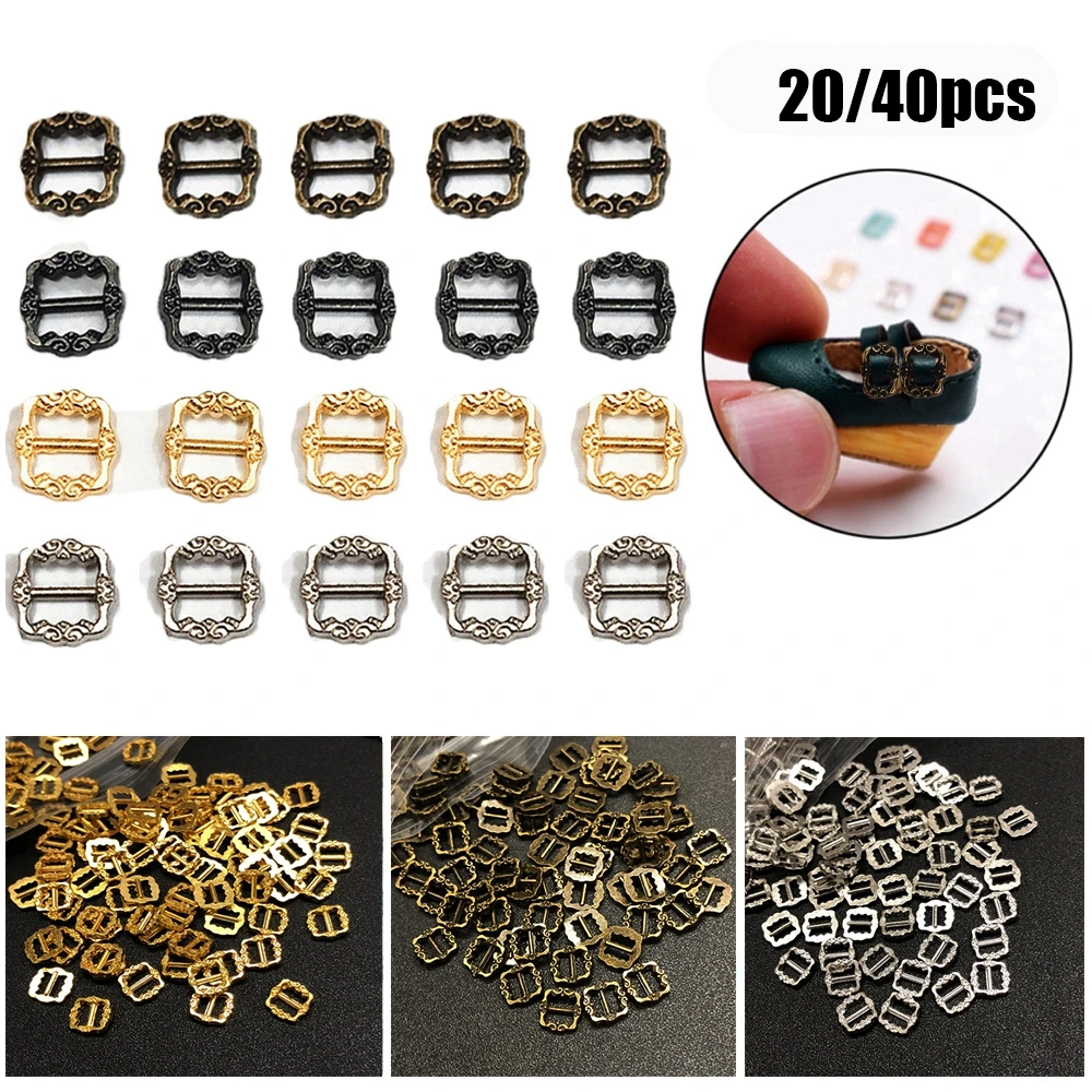 20/40pcs Mini Ultra-small Tri-glide Pattern Belt Buckle Doll Bags Buckles Diy Doll Buttons Shoes Clothes Craft Accessories 6*6mm