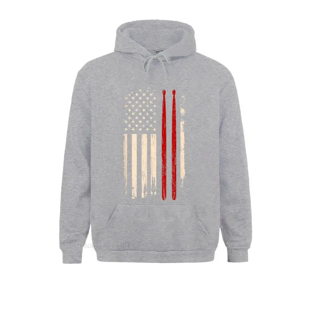 Vintage Drum Sticks American Flag Funny Drummer For Him Hoodie Sweatshirts Autumn Hoodies Brand Beach Sportswears Printed Women