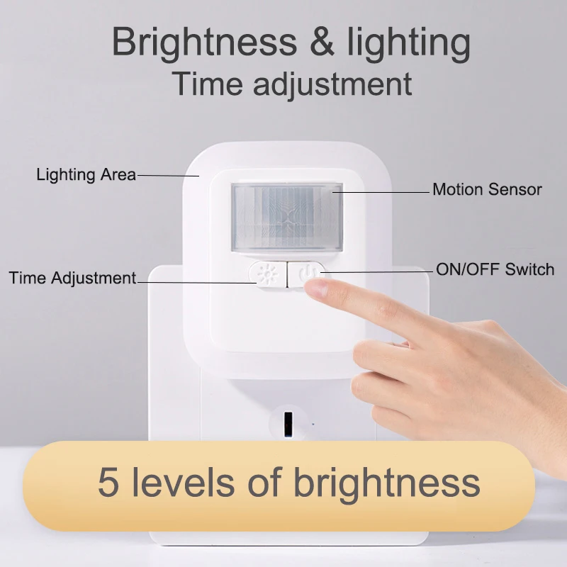 US/EU Plug-in LED Night Light Smart Dusk to Dawn Sensor Daylight Adjustable Brightness Switch Wall lamp for Bedroom, Kitchen