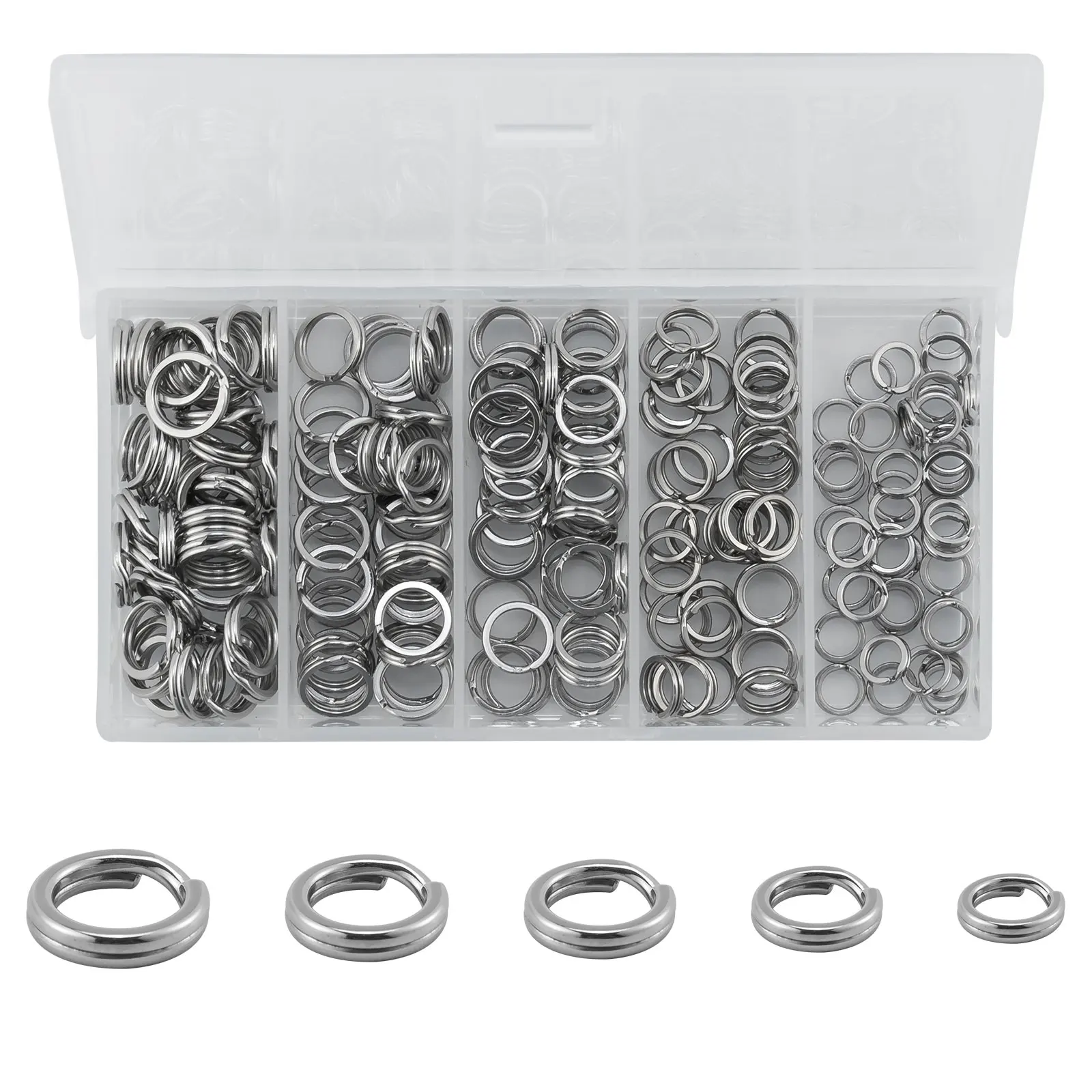 

200pcs Fishing Split Rings for Crankbait Hard Bait Snap Rig Lure Hook Leader Connector Stainless Steel Double Loop Split Open