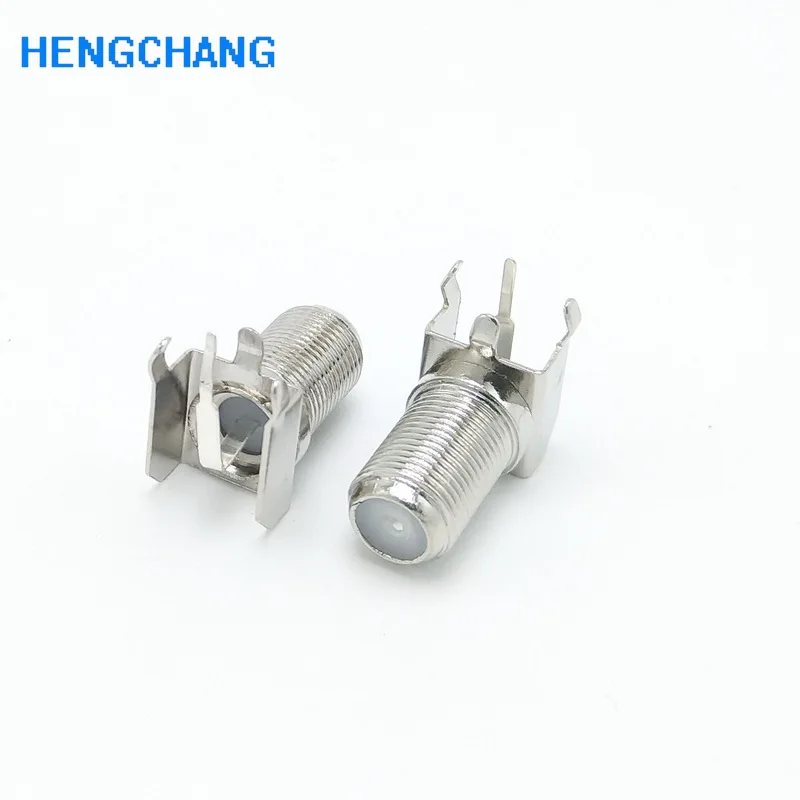 20 stuks 3-pins F vrouwelijke coaxiale connector haakse F-type paneelmontage socket voor DVB satellietontvanger