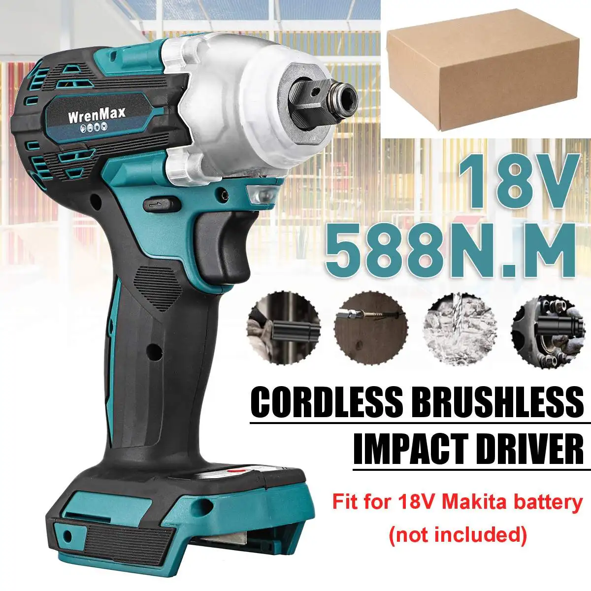 

588N.m 3 Speed 1/2 inch Socket Wrench Brushless Cordless Electric Impact Wrench Power Tools Rechargeable For Makita 18V Battery