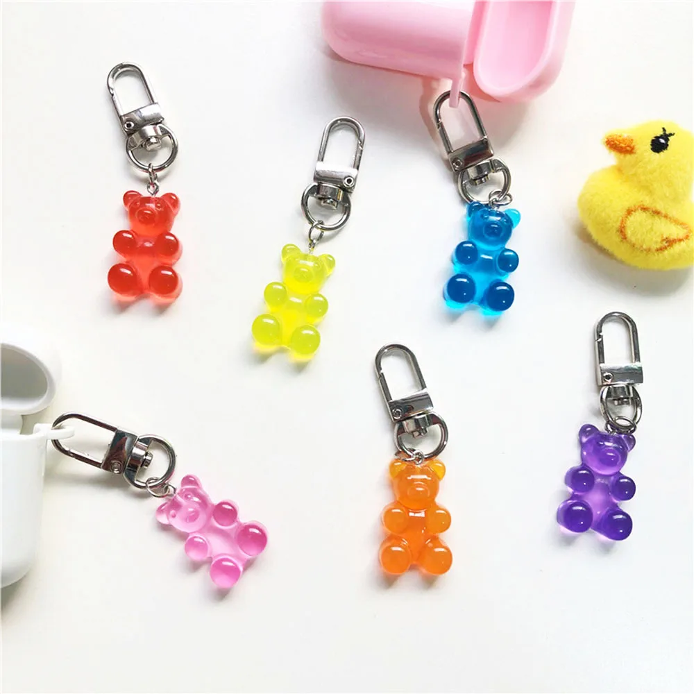 1Pcs Candy Color Gummy Bear Keychain For Women Cute Resin Bear Charms Keyring Fashion llavero Jewelry gifts for women