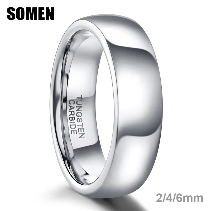 Somen Men Women Ring 2/4/6mm Tungsten Ring Wedding Band Anti-Allergy Smooth Couple Wedding Ring Fashion Jewelry Anillos Mujer