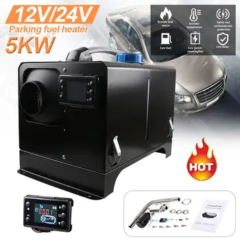 5KW 12V All InCar Air Diesels riscaldatore parcheggio riscaldamento del carburante interruttore LCD telecomando per auto camion barche Bus Garage nero