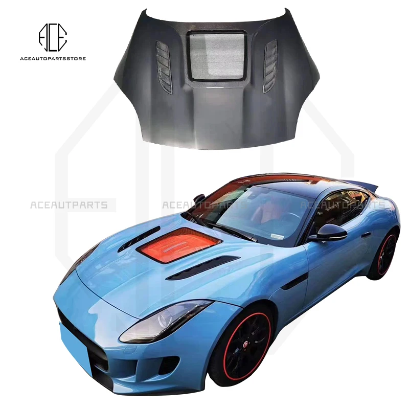 

for Jaguar F-TYPE High Quality Carbon Fiber Frp Front Engine Hoods Auto Car Transparent Bonnet Covers Car Body Kit 09-18