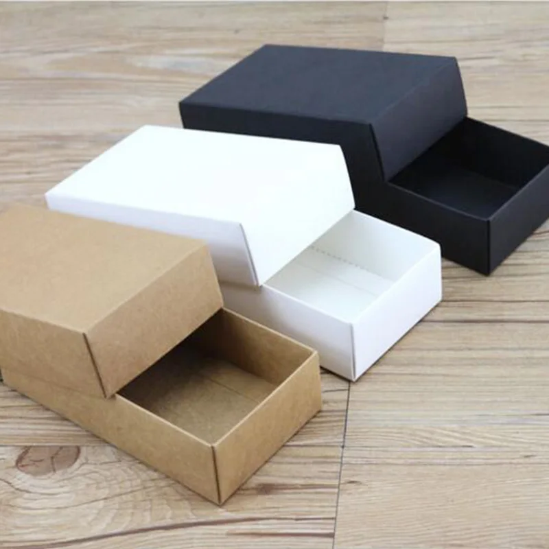 

10pcs 22.5*9.5*4.5cm/25*9.5*6cm Cardboard Carton Paper Black Box Blank Craft Paper Gift White Box Craft Paper Gift Box