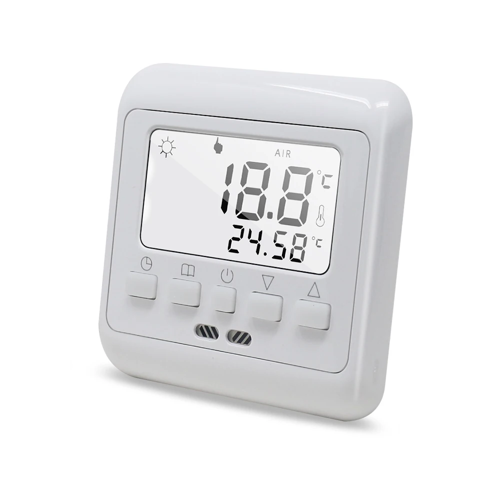 床暖房用サーモスタット,lcdバックライト付き,白,毎週プログラム可能,部屋用,新品