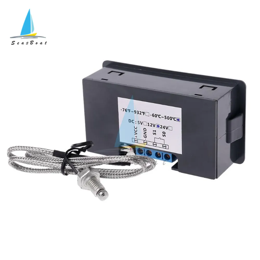 Digital Temperature Controller -60~500 Degree K-type M6 Probe Thermocouple Sensor Thermostat Heat Cool Control 5V 12V 24V 220V