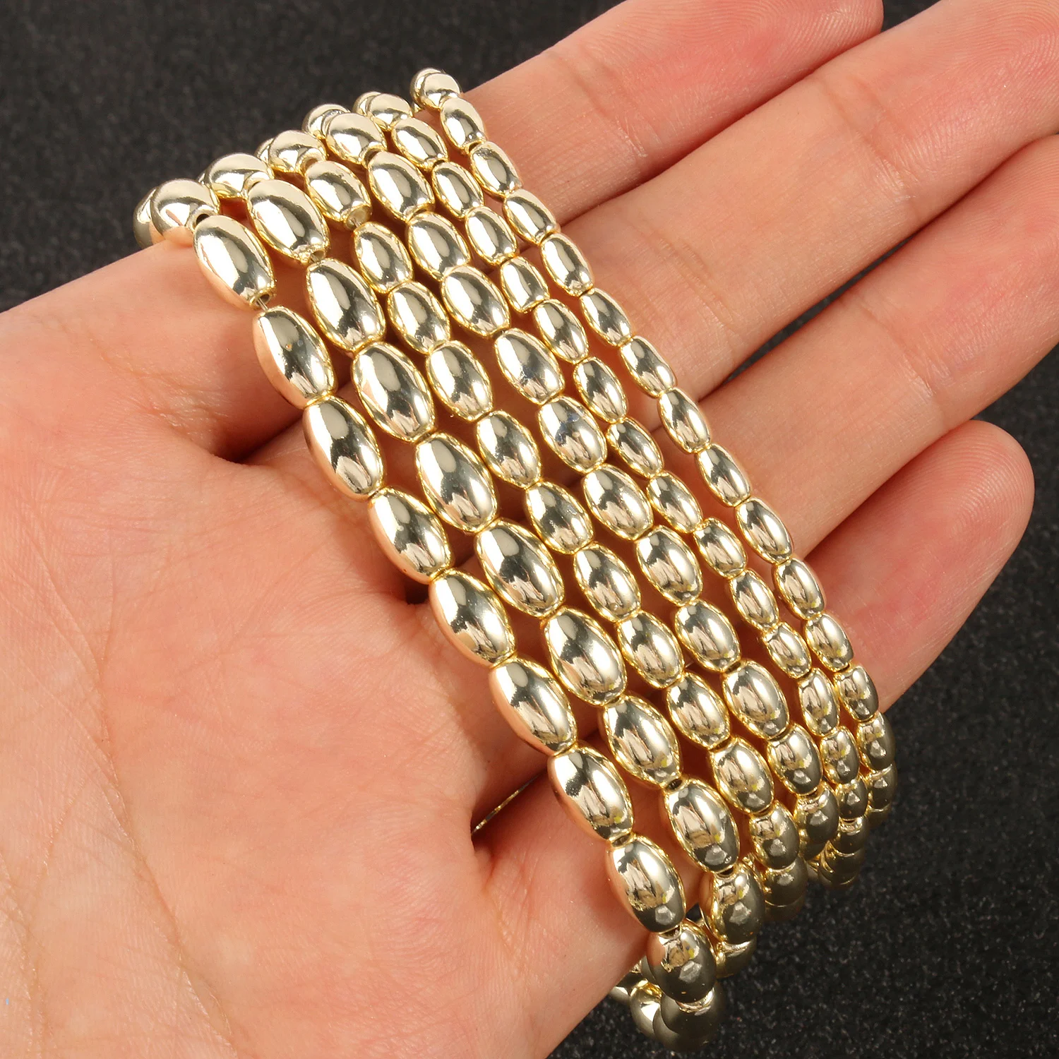 9K Gold Color Hematite Square Heart Round Shape Natural Beads Loose Stone Beads For Jewelry Making DIY Bracelet Necklace 15inch