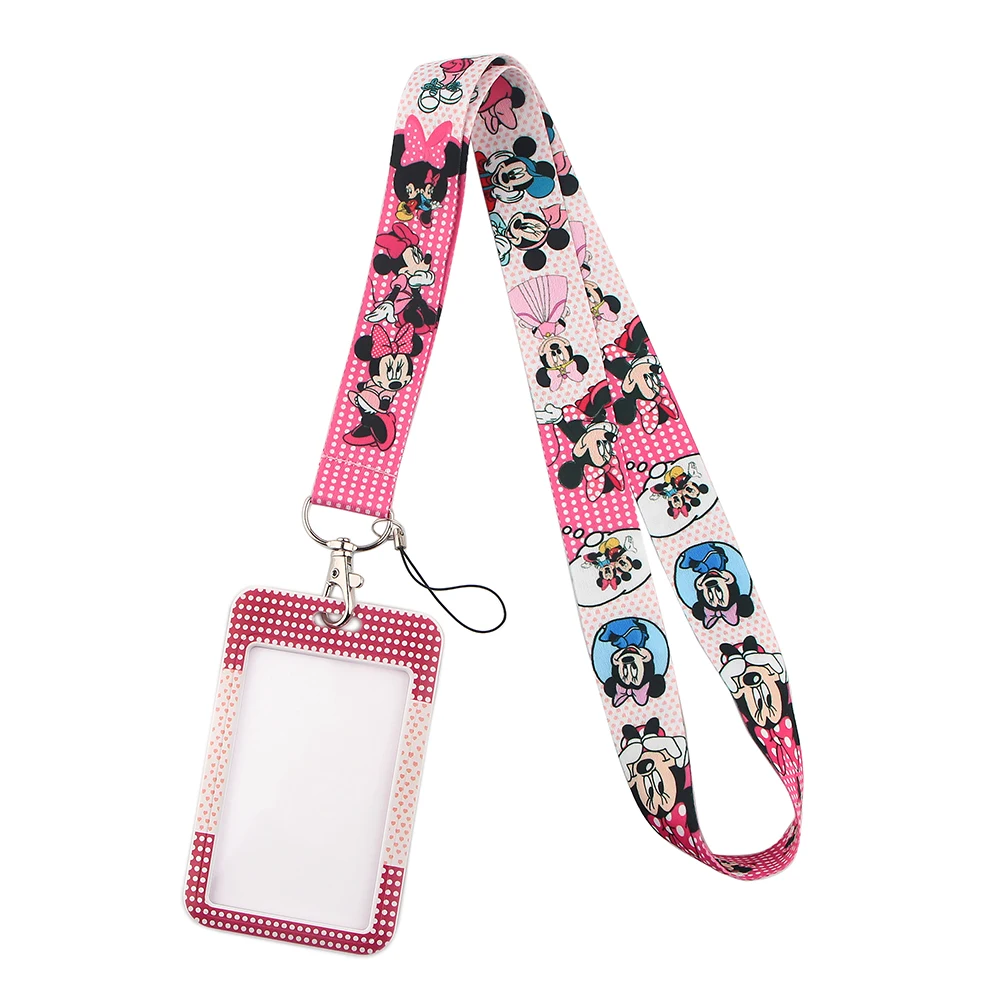 LT822 Cartoons Mickey Mouse Minnie Cute Kids Key lanyard Keychain Office ID Card Pass Mobile Phone Key Badge Holder Jewelry