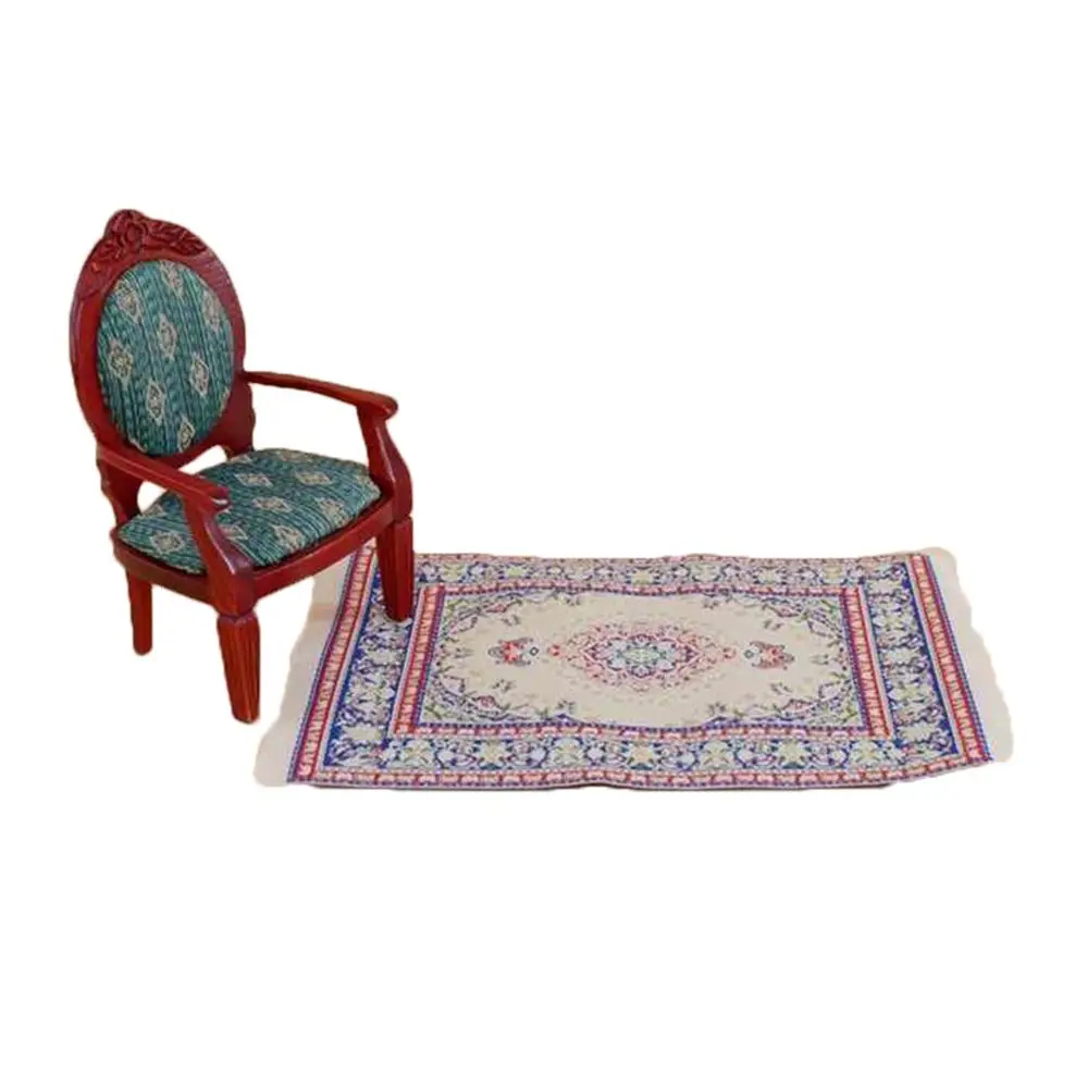 Floral Pattern Mat Turkish Style Mini House Decor  Accessories Floor Coverings Miniature Weaving Rug Dollhouse Carpet