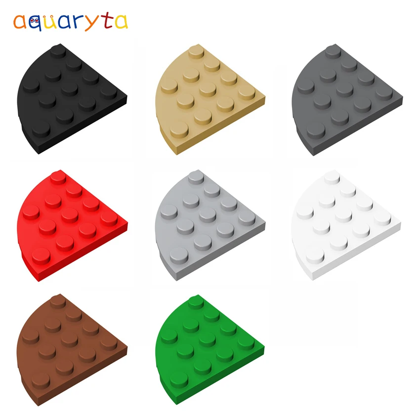 Aquaryta 20pcs Plate Round Corner 4x4 Building Blocks Parts Compatible 30565 DIY Creative Educational Toy for Teen or Adult