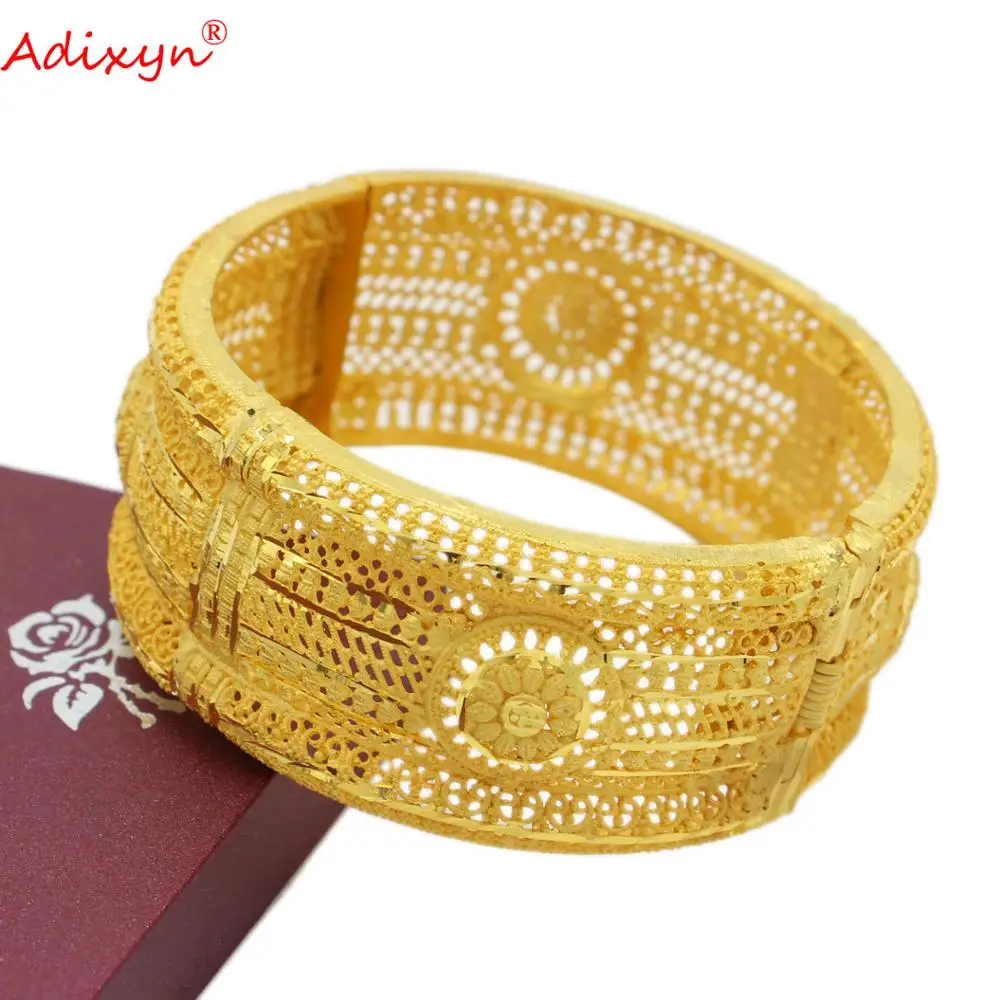 Adixyn Honorable 24k Gold Color Bangle&Bracelet For Women Ethiopian African Bridal Wedding Gifts N12072