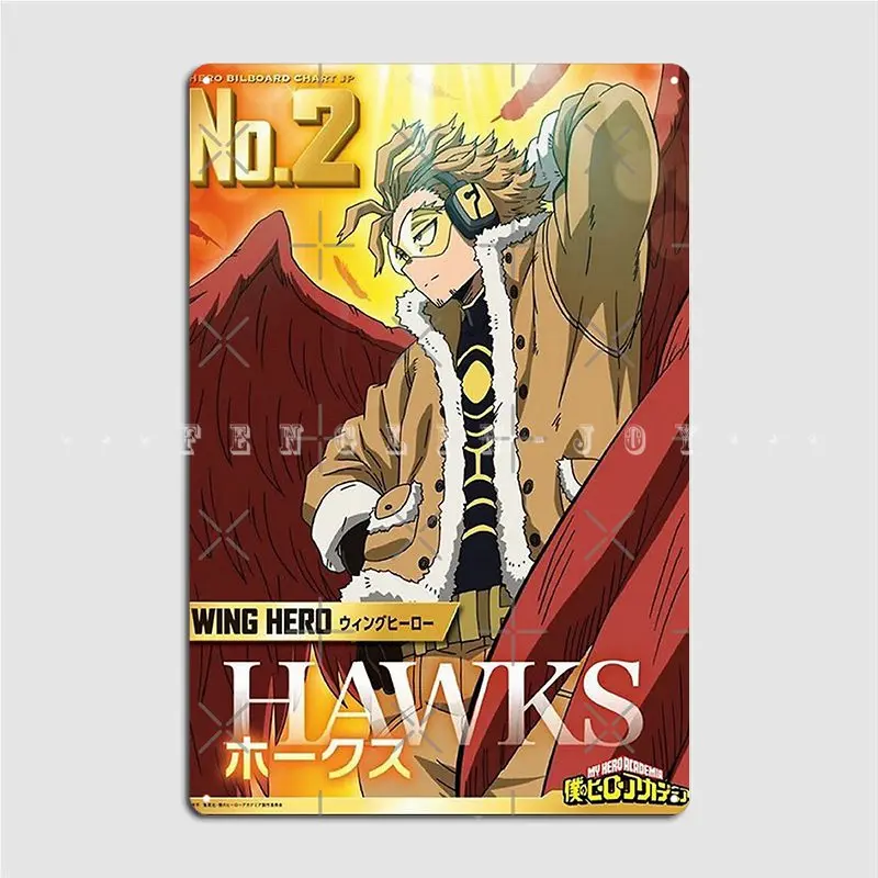 Hero Hawks From Bnha Metal Plaque Poster Wall Cave Bar Cave Personalized Plaques Tin Sign Posters