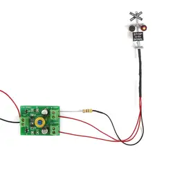 1 lot N Scale Crossing Railroad Signal 4 LEDs 1:160 with Circuit Board Flasher