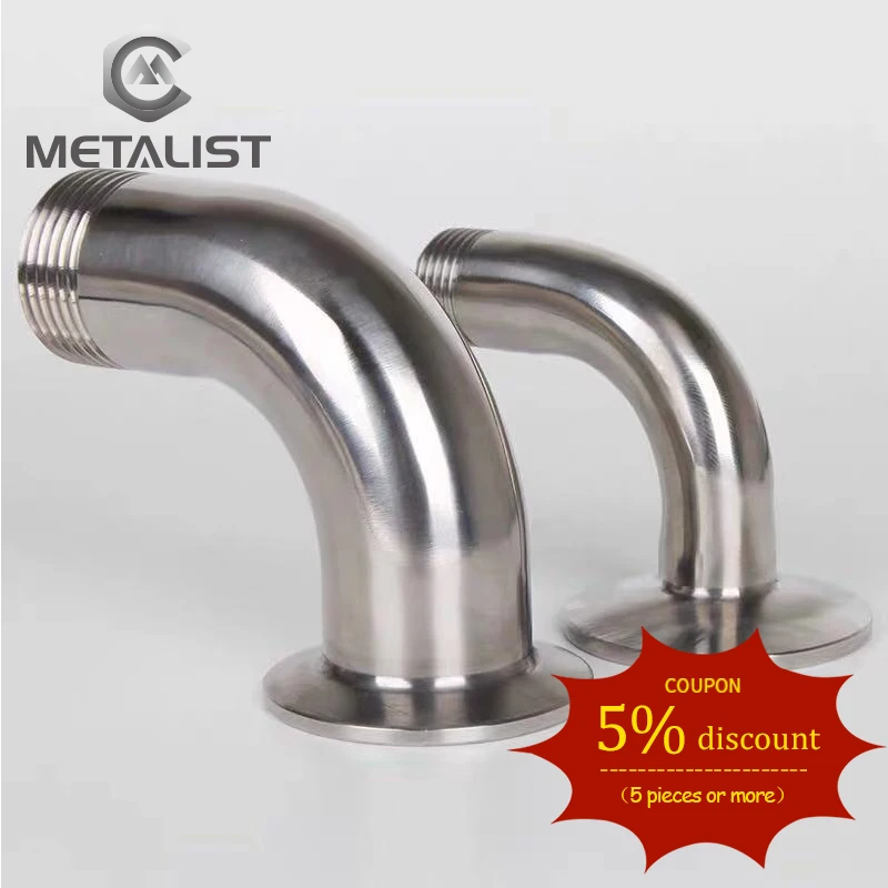 

METALIST DN15 BSP Male Thread SS304 Sanitary Ferrule 90 Degree Elbow Pipe Fitting For Homebrew Fit 1.5" Tri Clamp