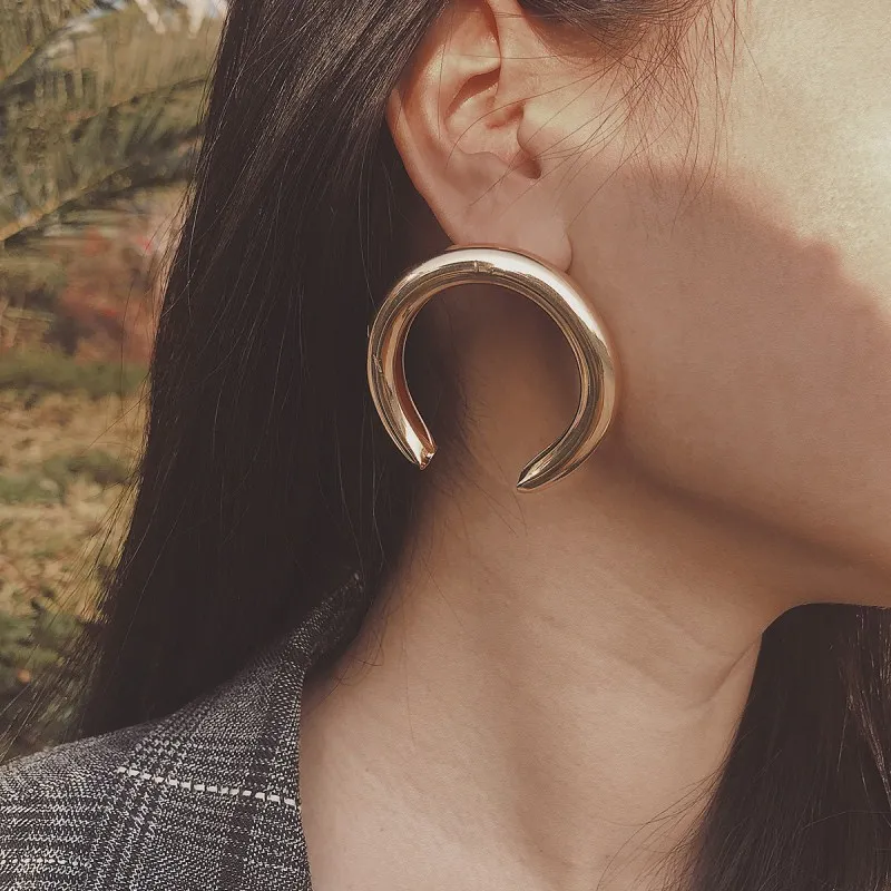 Pendientes colgantes de Metal redondos únicos para mujer, joyería de gota de declaración geométrica Vintage, moda