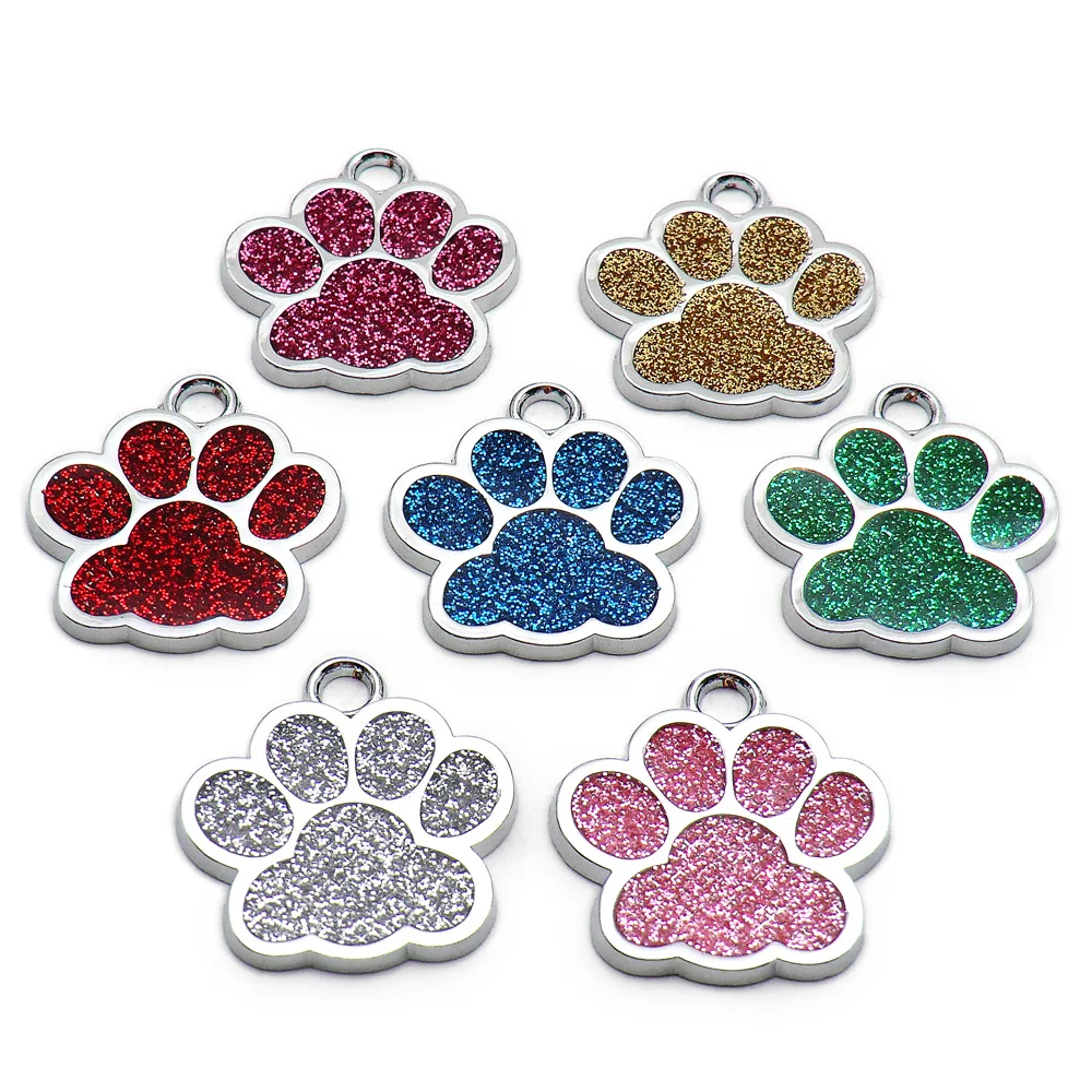 Wholesale 100Pcs Paw Pendant Dog ID Tag Custom Dog Plate Personalized Engraved Puppy ID Collar Tags Paw Pet Accessories For Dogs