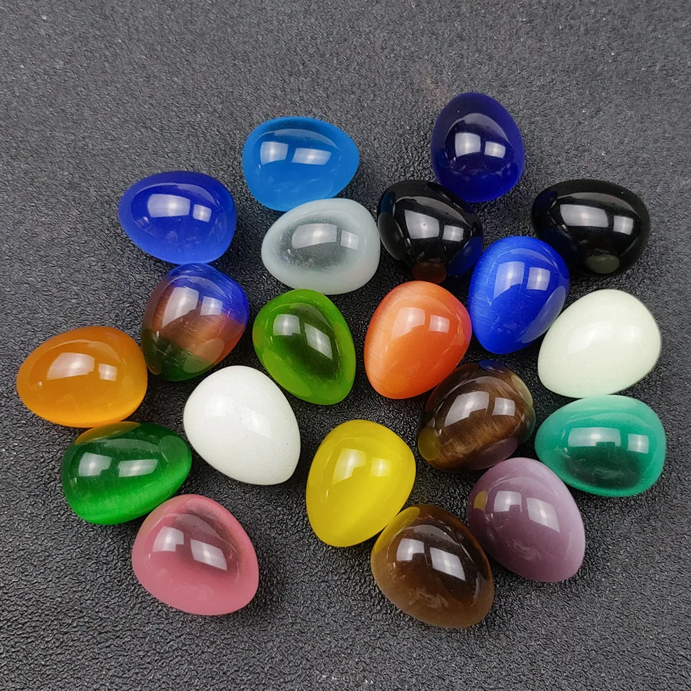 20pcs/lot 22x18mm Cat Eye Stone Egg Massager Mix Color Crystal Stone Beads For Women Beauty Care Fashion Health