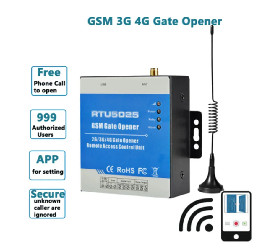 GSM Gate Opener RTU5025 4G Garage Door Open Remote Controller Quad Band Sensor