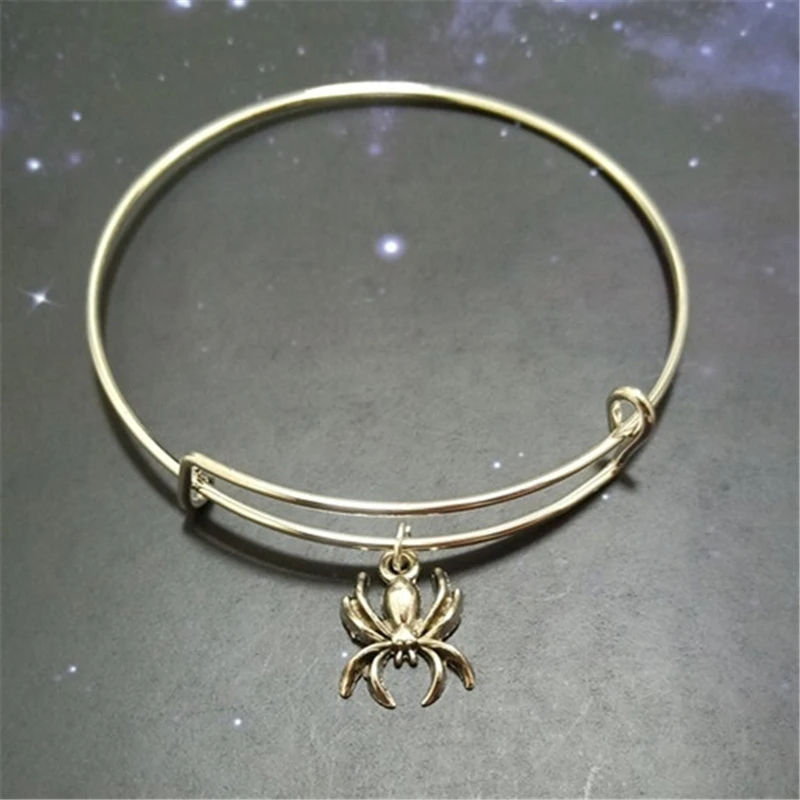 Spider Bracelet Spider Charm Spider Pendant Spider Jewelry Silver Color Spider Bangle Spider Bracelet for Women