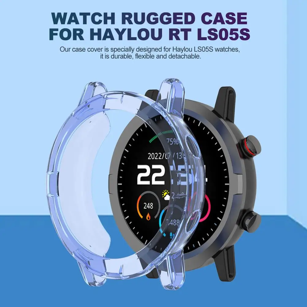 TPU Protective Shell ForRT Smart Watch LS05S Rugged Tempered Glass Screen Case Protector Rubber Wearable Device