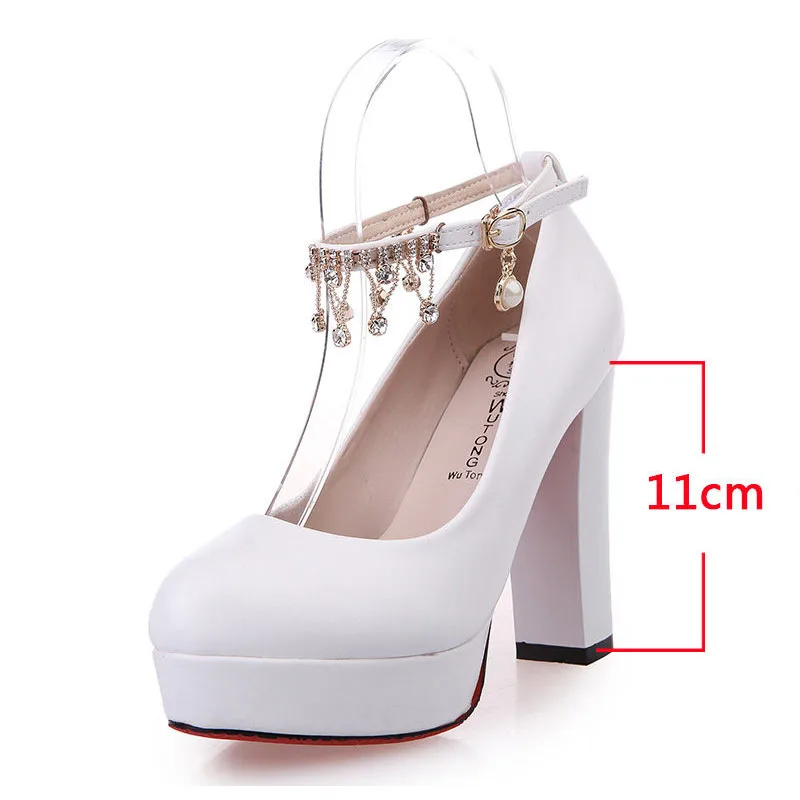 Plattform Heels sexy High Heels Frauen Hochzeits schuhe Braut Strass High Heels weiße Damen Schuhe Frau Plattform High Heels