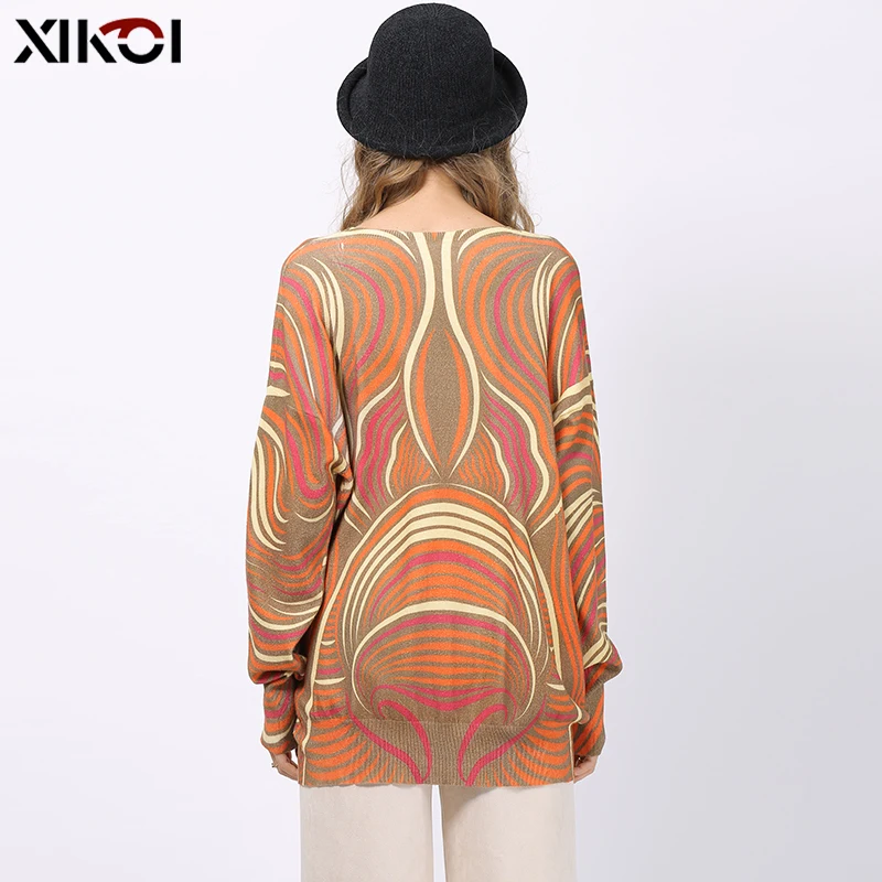 XIKOI Autumn Winter Sweater Women Oversized Pullovers Jumper Knitted Print Sweaters Warm Female Clothes Top Pull femme