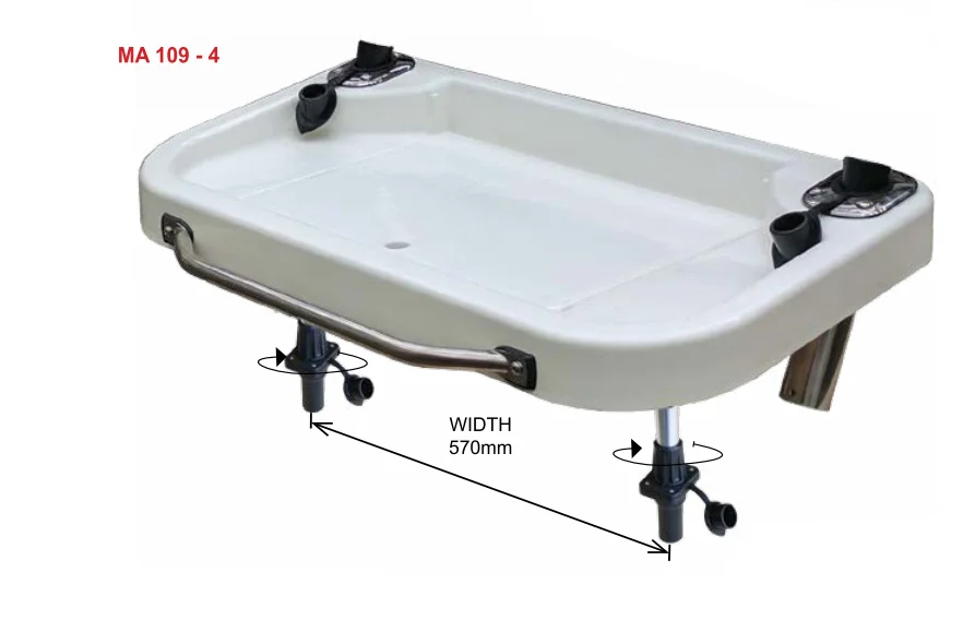 Extra Large Heavy Duty Bait & Fillet Table with Handle and Rod Holders 850mm x 460mm Boat Fishing MA 109-4