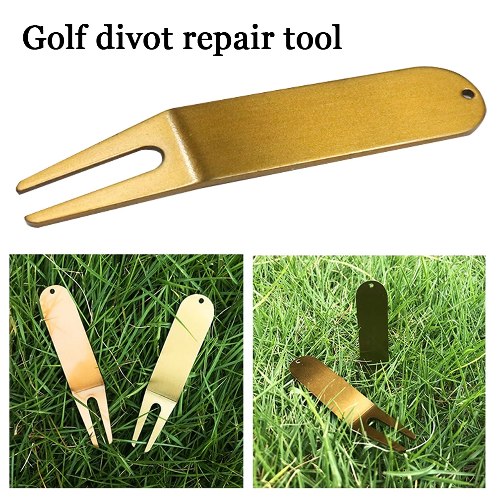 1pc new golf divot repair tool Stainless Steel electroplate Golden men women golfer gift Golf game ball accessories equipment