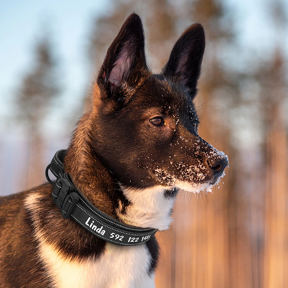 Custom Nylon Dog Collar Military Tactical Dog Collar Duarable Reflective German Shepard Medium Large Dogs Collars Pet Supplies