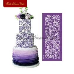 Rose Flower Mesh Stencils Frabric Cake Stencil Fondant Sugarcraft Mold Wedding Cake Side Template Cake Decorating Tool Bakeware