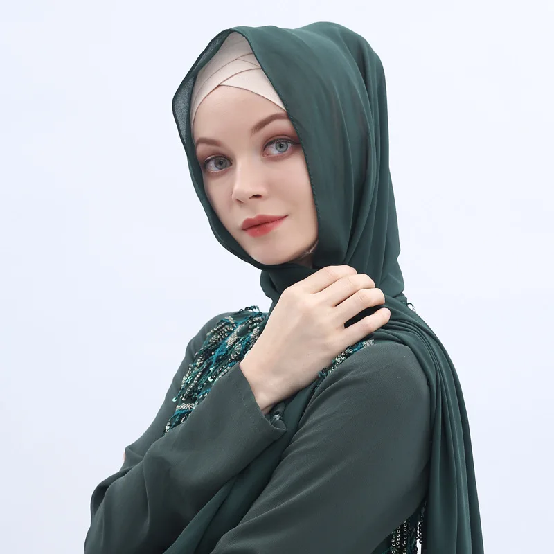 

Muslim Women Chiffon Hijab Scarf Arab Femme Shawls Middle East Islamic Solid Color Head Wraps Ladies Scarves Muslim veil