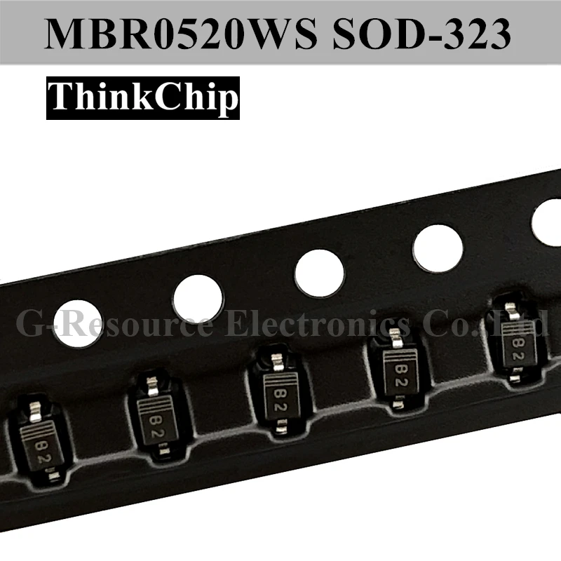 MBR0520WS SOD-100 323 SMD Schottky Diode, MBR0520 SOD323 (وسم B2) 0805 قطعة