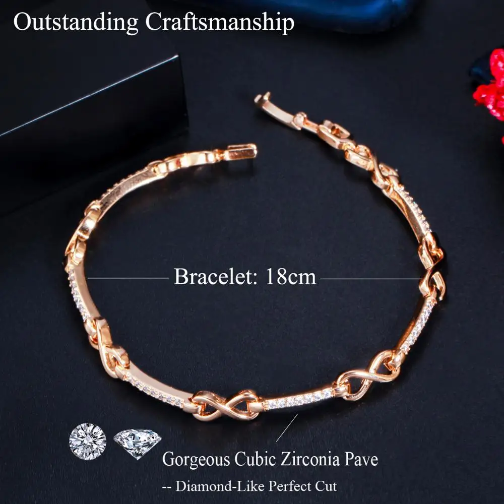 ThreeGraces New Fashion Infinity Number 8 Shape Link Chain Bracelet Shiny Cubic Zirconia Women Elegant Daily Party Jewelry BR137 image 6