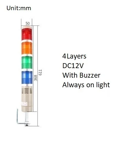 Industriële Multilayer Veiligheid Stapel Alarm Lamp Side Opknoping Led Signaal Toren Waarschuwingslampje DC12V/24V AC110V/220V Met Zoemer