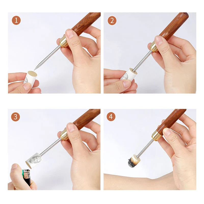 Moxa Roll Extender Awl Moxa Cone Roller Accupuncture Moxibustion Therapy Burner Device Ignite Tool Mugwort Artemisia Wormwood