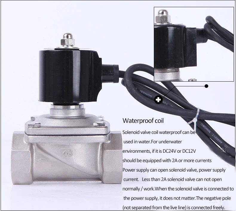1-1/4" Edelstahl Unterwasser Magnetventil Brunnen Magnetventil Wasserventil 220V 110V 24V 12V – Detail 4