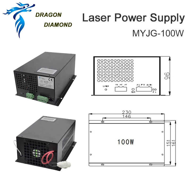 Imagem -06 - Myjg 100w Co2 Laser Power Supply 110 220v com Tela de Exposição para 80w 100w Co2 Laser Tube Cutting Laser Gravador Máquina