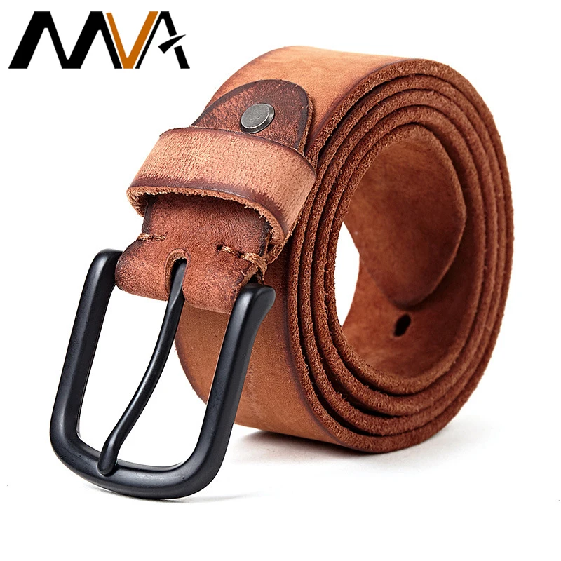 

MVA Genuine Leather Belts For Men High Quality Black Buckle Jeans Belt Cowskin Casual Belts Business Belt Cowboy Waistband