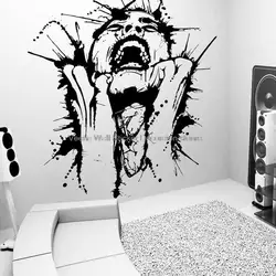 Screaming woman splash ink paint painting wall stickers performance art painting home decoration living decoration vinyl decals3