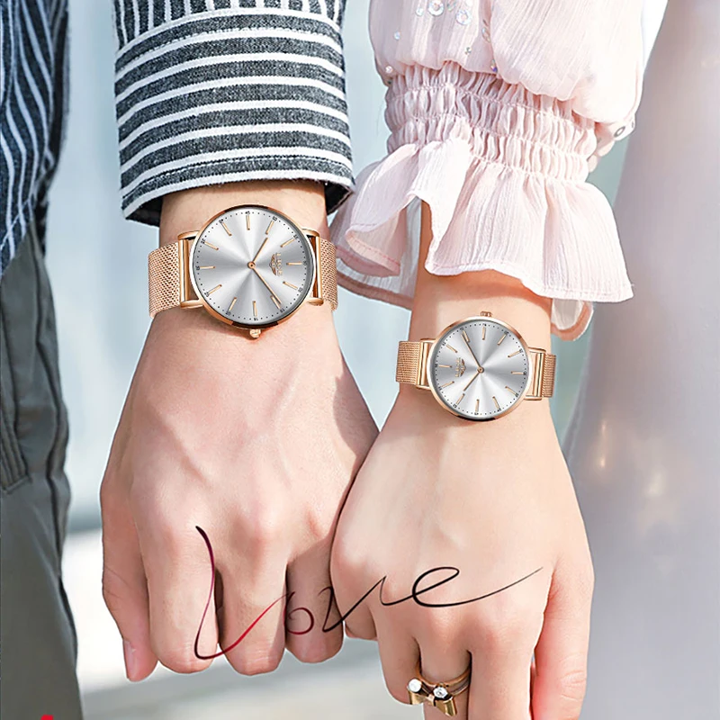 2021 LIGE Lover Watches Top Brand Luxury Ultra Thin Simple Couple Watches Couple Gift Quartz Wristwatches Fashion Paired Watches