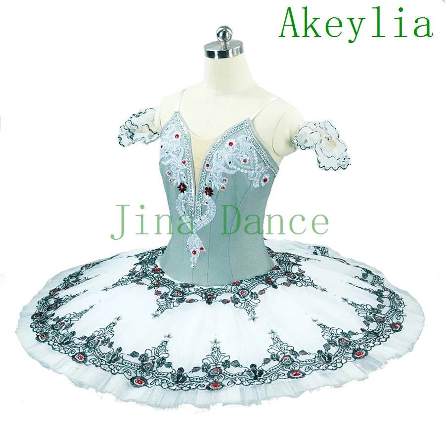 Green Gray Adult Professional Tutu Ballet Stage Dress For Girls Competition Platter Pancake Tutu Dress Classical Ballet Tutu