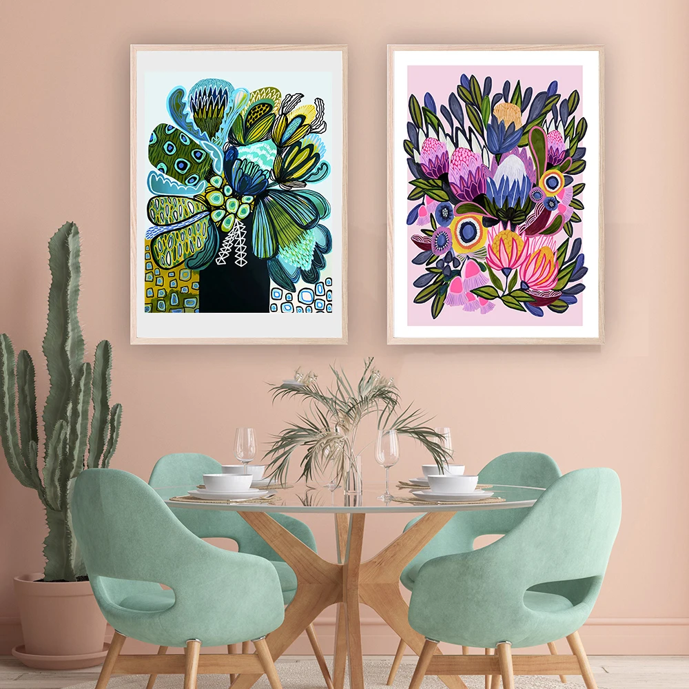 

Flower Wall Art Canvas Painting Pink purple Floral Posters for Nordic Bathroom Living Room Home Wall Decor Pictures Farmhouse