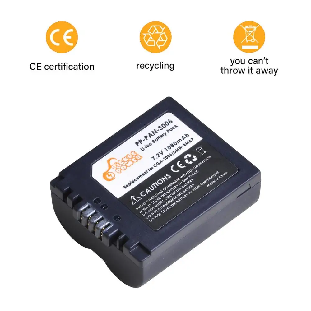 CGA-S006E CGA-S006 Battery and Charger for Panasonic Lumix DMC-FZ7 FZ8 FZ18 FZ28 FZ30 FZ35 FZ38 FZ50